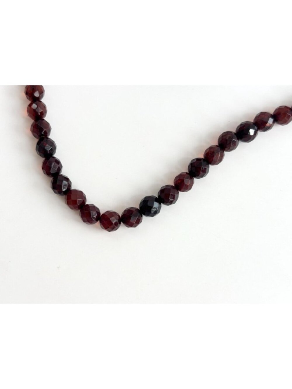 Round Faceted Round Amber Stone Vintage Art Deco Necklace - 17" - Picture 8 of 12